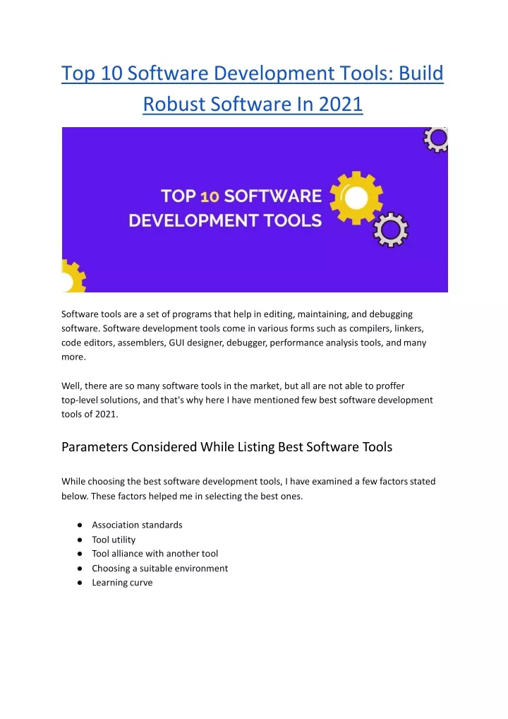 top 10 software development tools build robust software in 2021
