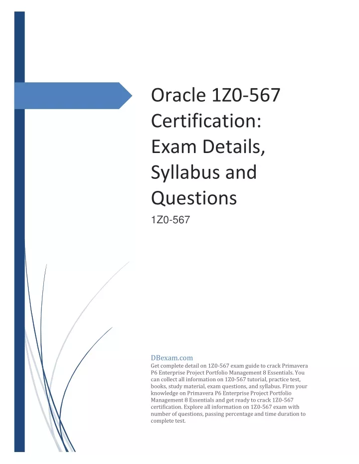 oracle 1z0 567 certification exam details