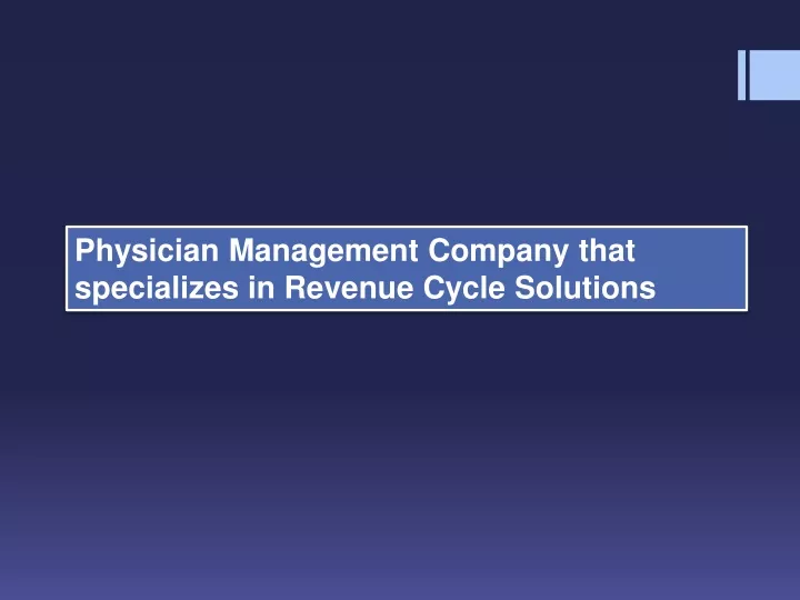 physician management company that specializes