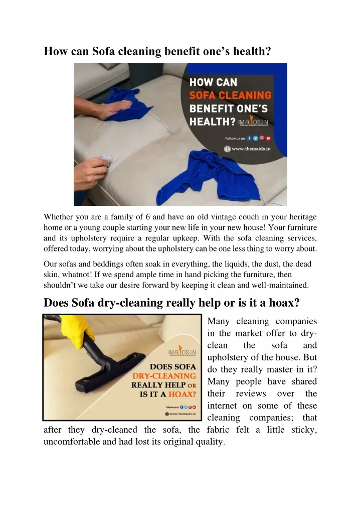 how can sofa cleaning benefit one s health
