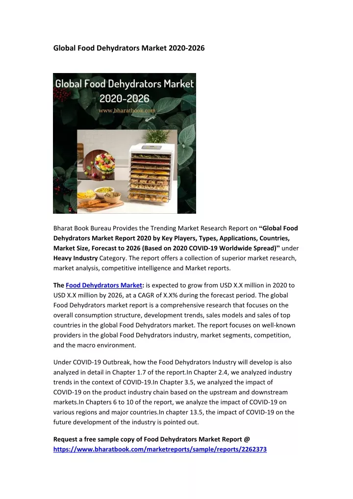 global food dehydrators market 2020 2026