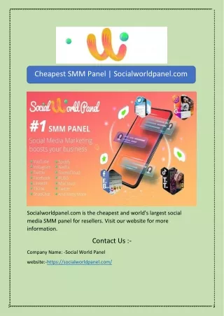 Cheapest SMM Panel | Socialworldpanel.com