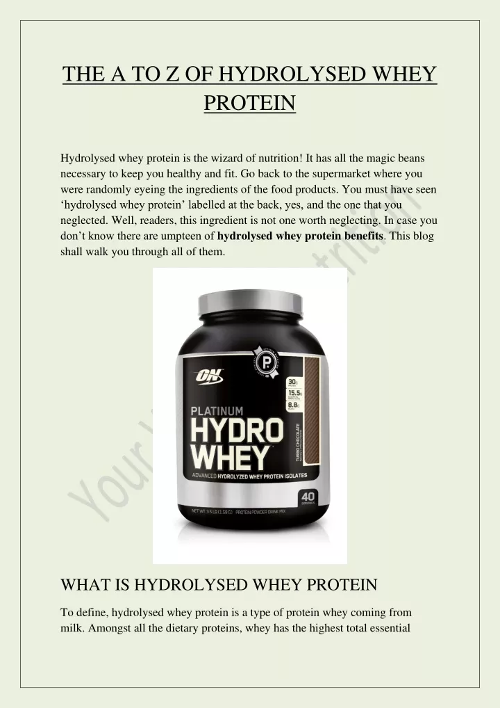 the a to z of hydrolysed whey protein
