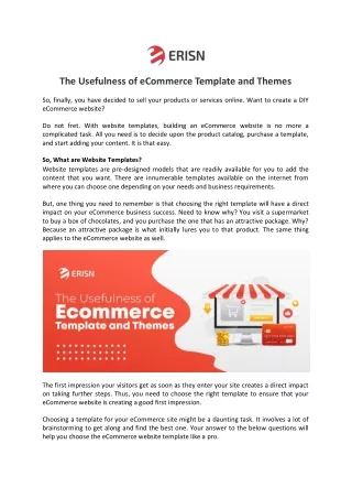 The Usefulness of eCommerce Template and Themes