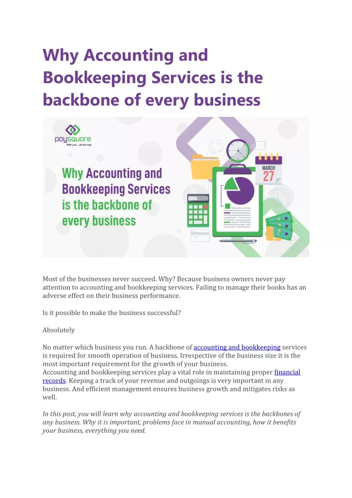 why accounting and bookkeeping services
