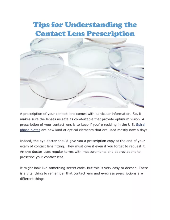 tips for understanding the contact lens
