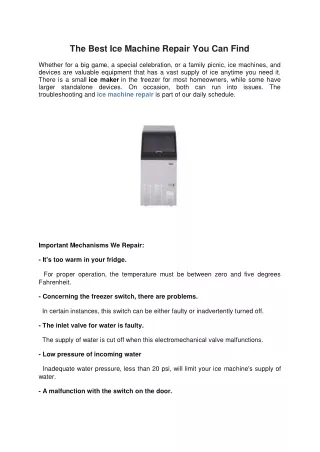 the best ice machine repair you can find