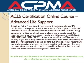 ACLS Certification Online Course – Advanced Life Support