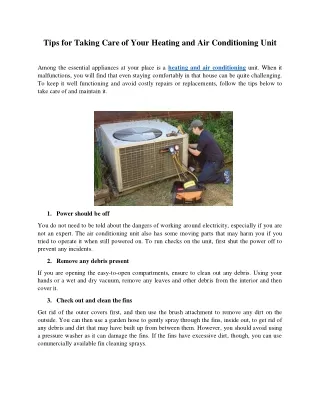 tips for taking care of your heating
