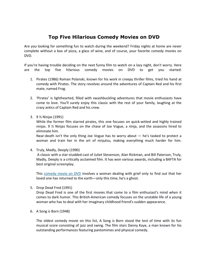 top five hilarious comedy movies