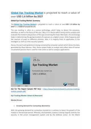 global eye tracking market is projected to reach
