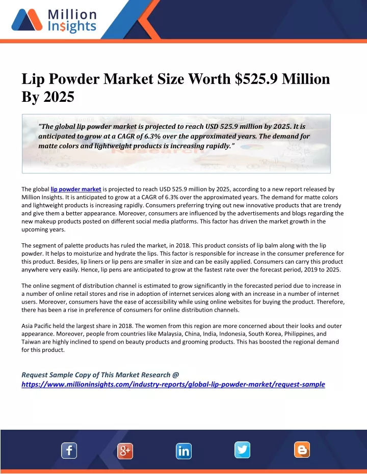 lip powder market size worth 525 9 million by 2025
