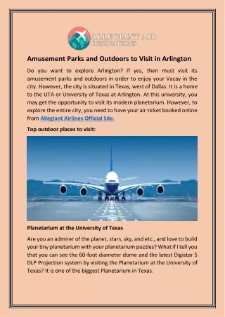 Amusement Parks and Outdoors to Visit in Arlington