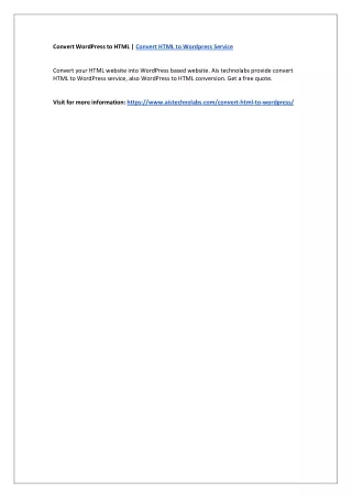 convert wordpress to html convert html