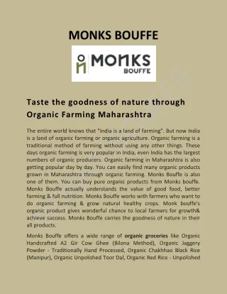 Taste the goodness of nature through Organic Farming Maharashtra