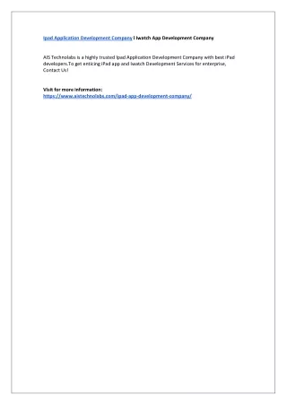 ipad application development company l iwatch