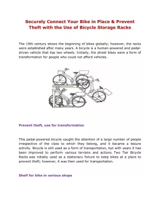 Securely Connect Your Bike in Place & Prevent Theft with the Use of Bicycle Storage Racks