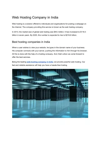 Web Hosting Company in India