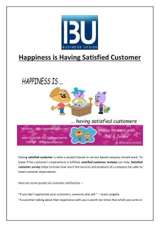 happiness is having satisfied customer