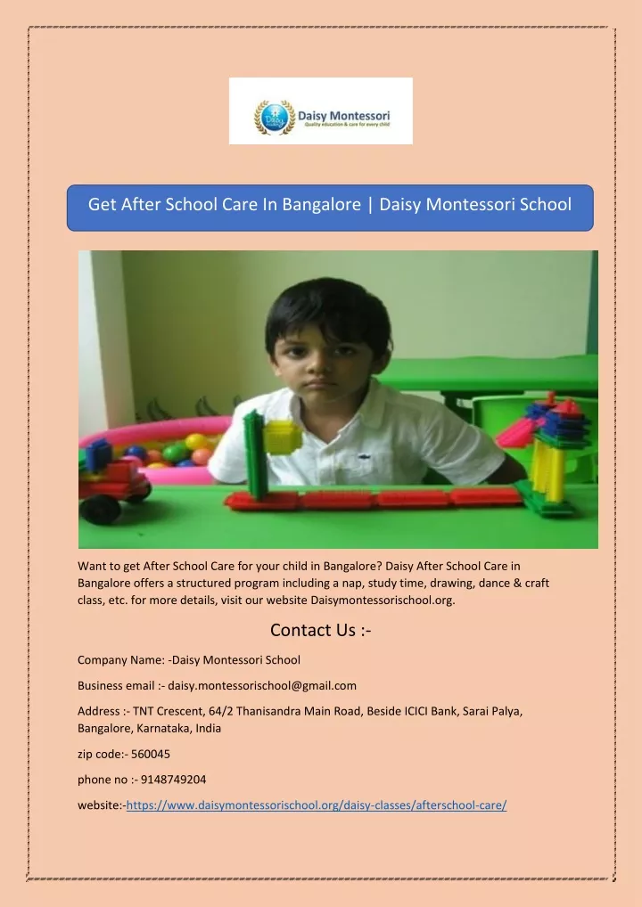 get after school care in bangalore daisy
