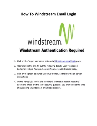 How To Windstream Email Login