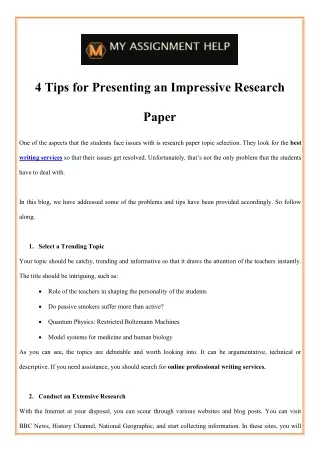 4 tips for presenting an impressive research