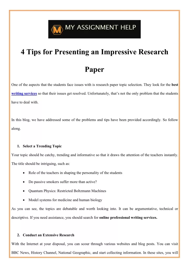4 tips for presenting an impressive research
