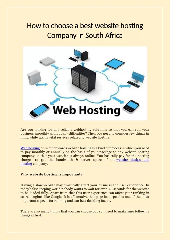 how to choose a best website hosting