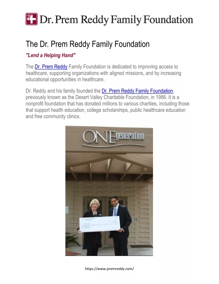 the dr prem reddy family foundation
