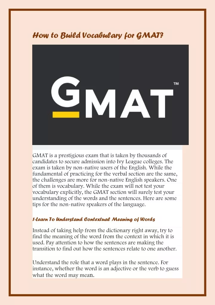 how to build vocabulary for gmat