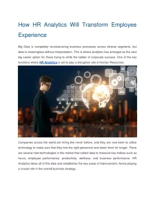 How HR Analytics Will Transform Employee Experience