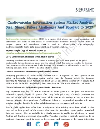 Cardiovascular Information System Market Analysis, Size, Share, Future Challenges And Forecast to 2027
