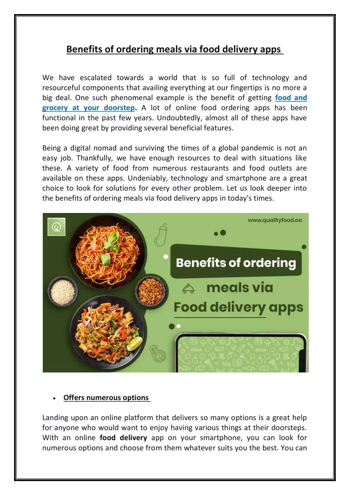 benefits of ordering meals via food delivery apps