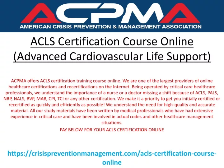 acls certification course online advanced cardiovascular life support