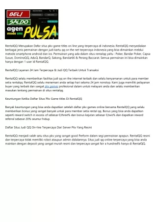 RentalQQ Daftar Situs Pkv Online games Poker On line Terpercaya Indonesia