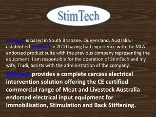 Stimtech-Abattoir immobiliser-Abattoir Stimulator-ph decline-Meat Quality-Electric Bleeding