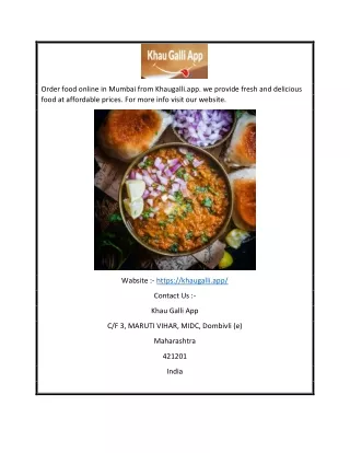 Order Food Online Mumbai | Khaugalli.app