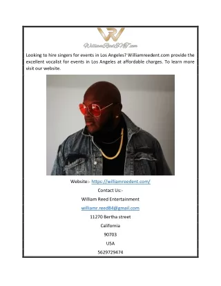 Male Singers for Hire in Los Angeles | Williamreedent.com