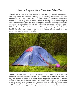 How to Prepare Your Coleman Cabin Tent