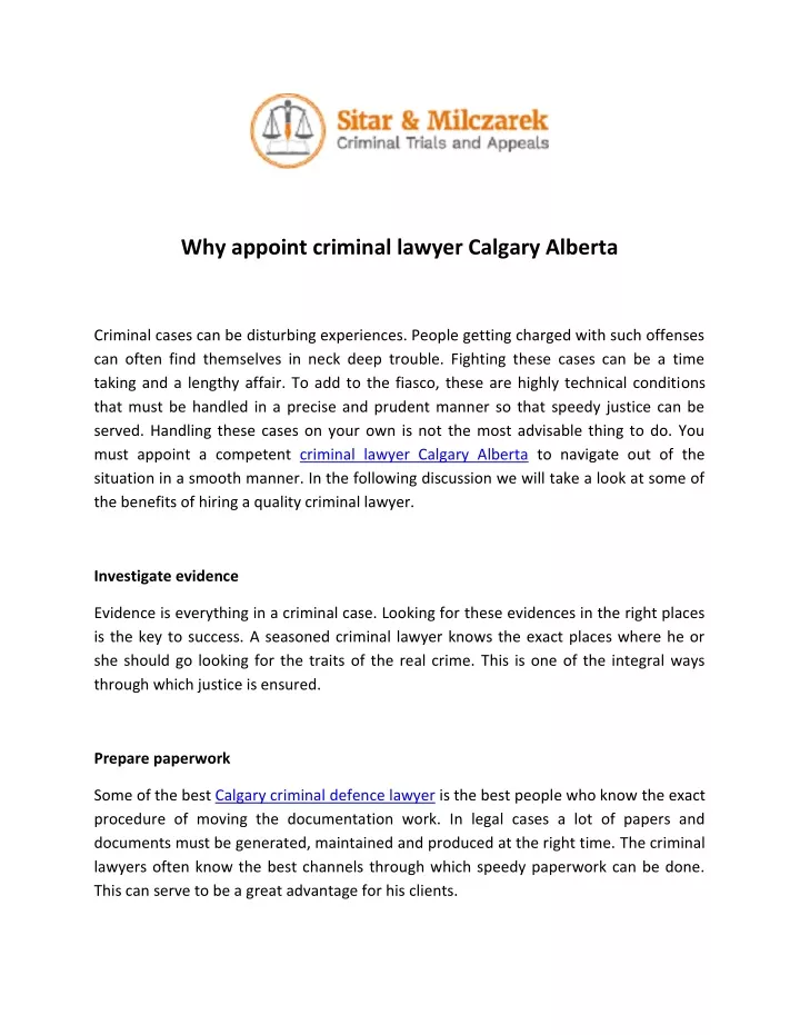 why appoint criminal lawyer calgary alberta