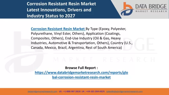 corrosion resistant resin market latest