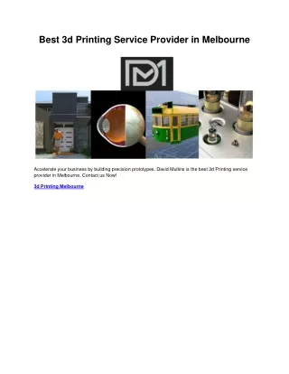 best 3d printing service provider in melbourne