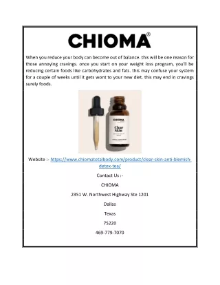 Anti Blemish Beauty Detox For Women | Chiomatotalbody.com