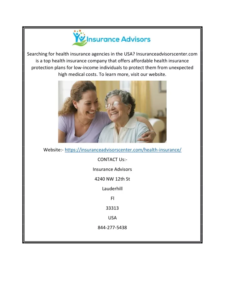 searching for health insurance agencies