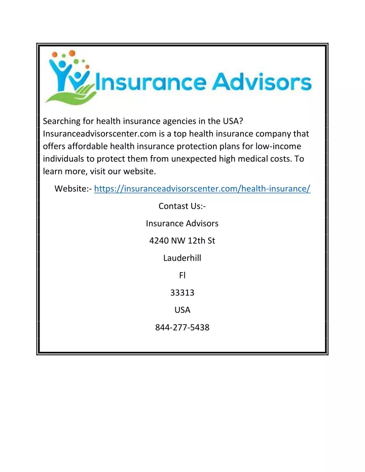 searching for health insurance agencies