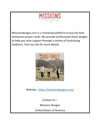 Missionary Cards | Missionsdesigns.com