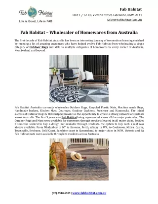 Fab Habitat – Wholesaler of Homewares from Australia