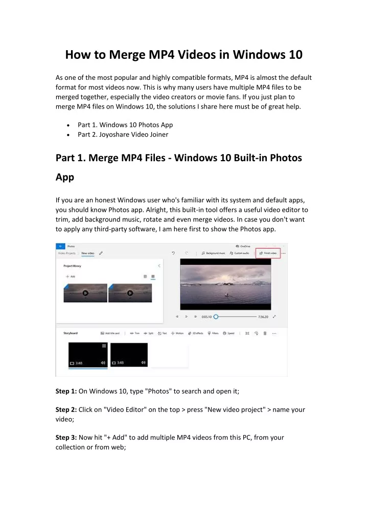 how to merge mp4 videos in windows 10