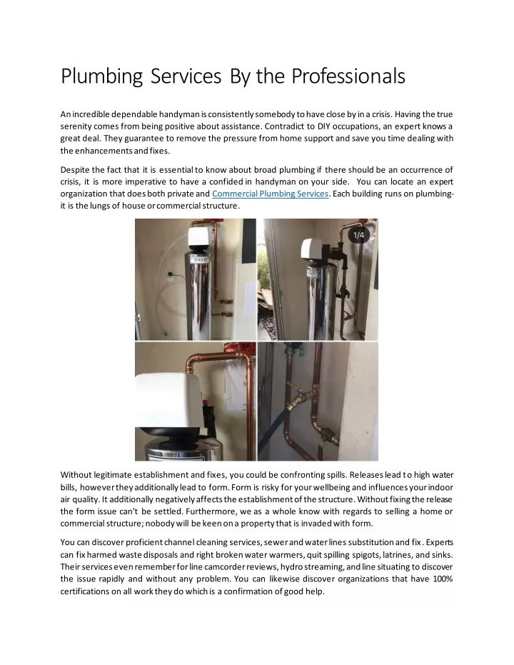plumbing services by the professionals