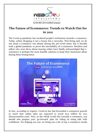 The Future of Ecommerce: Trends to Watch Out for in 2021